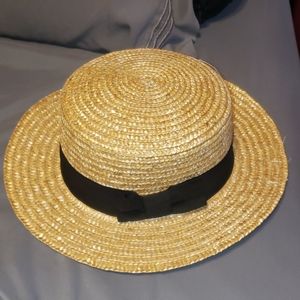 Straw Hat with Black Bow